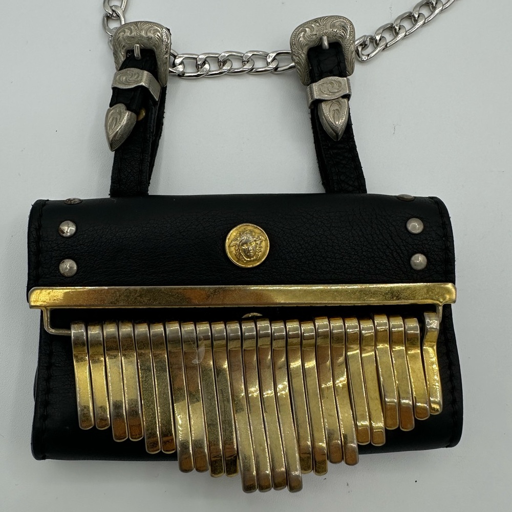 VERSACE RARE Vintage Leather Belt Bag Gold Medusa